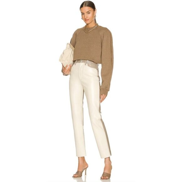 AGOLDE Paneled 90's Pinch Waist Powder Recycled Leather & Quail Recycled Leather - Picture 3 of 11